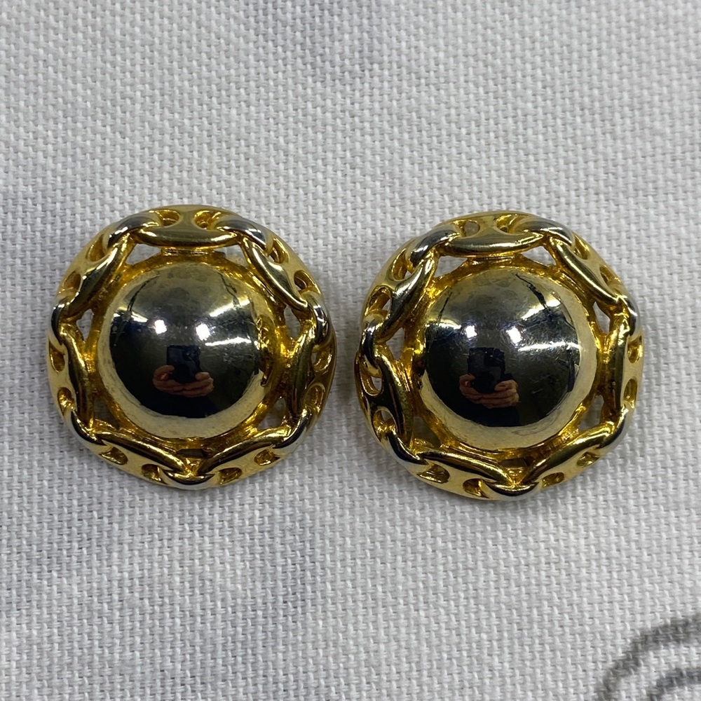 VTG. PAOLO GUCCI GOLD‎ TONE CLIP ON EARRINGS